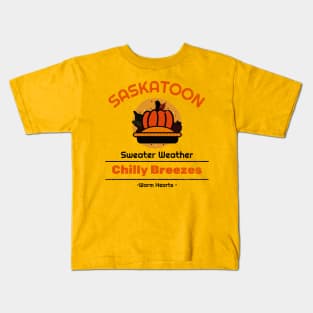 Saskatoon Sweater Weather Chilly Breezes, Warm Hearts Kids T-Shirt